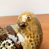 Bird sculpture in Danish studio pottery from the mid-century by Søholm, 1960s.