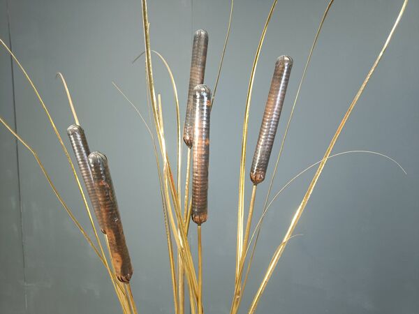 Lampadaire vintage en quenouilles en laiton par Daniel D'Haeseleer, 1970