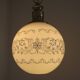 French Mid-Century Globe Pendant, Blue Pattern Shade, Vintage Hanging Light