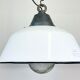 White Enamel and Cast Iron Industrial Pendant Light with Glass Cover, 1960s