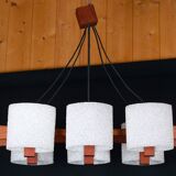 Scandinavian danish chandelier in teak and perspex, mid-20th century