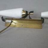 Pair of opaline tulip brass wall lamps