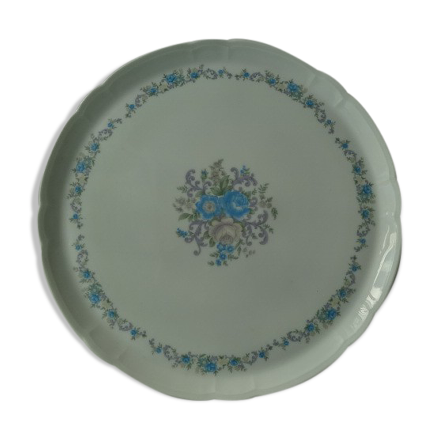Plat à dessert fleuri en porcelaine