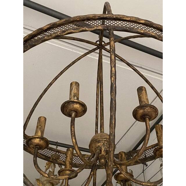 Contemporary Gold-Leaf and Clay Sphere Chandelier