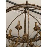 Contemporary Gold-Leaf and Clay Sphere Chandelier