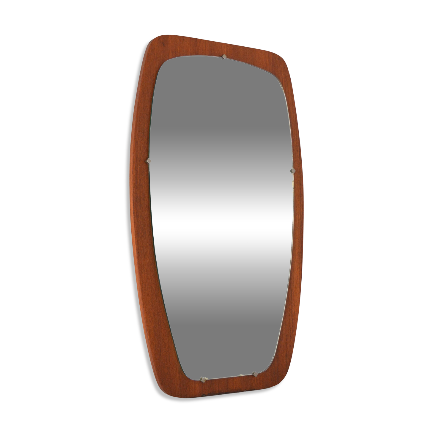 Large Scandinavian teak free-form mirror 1960