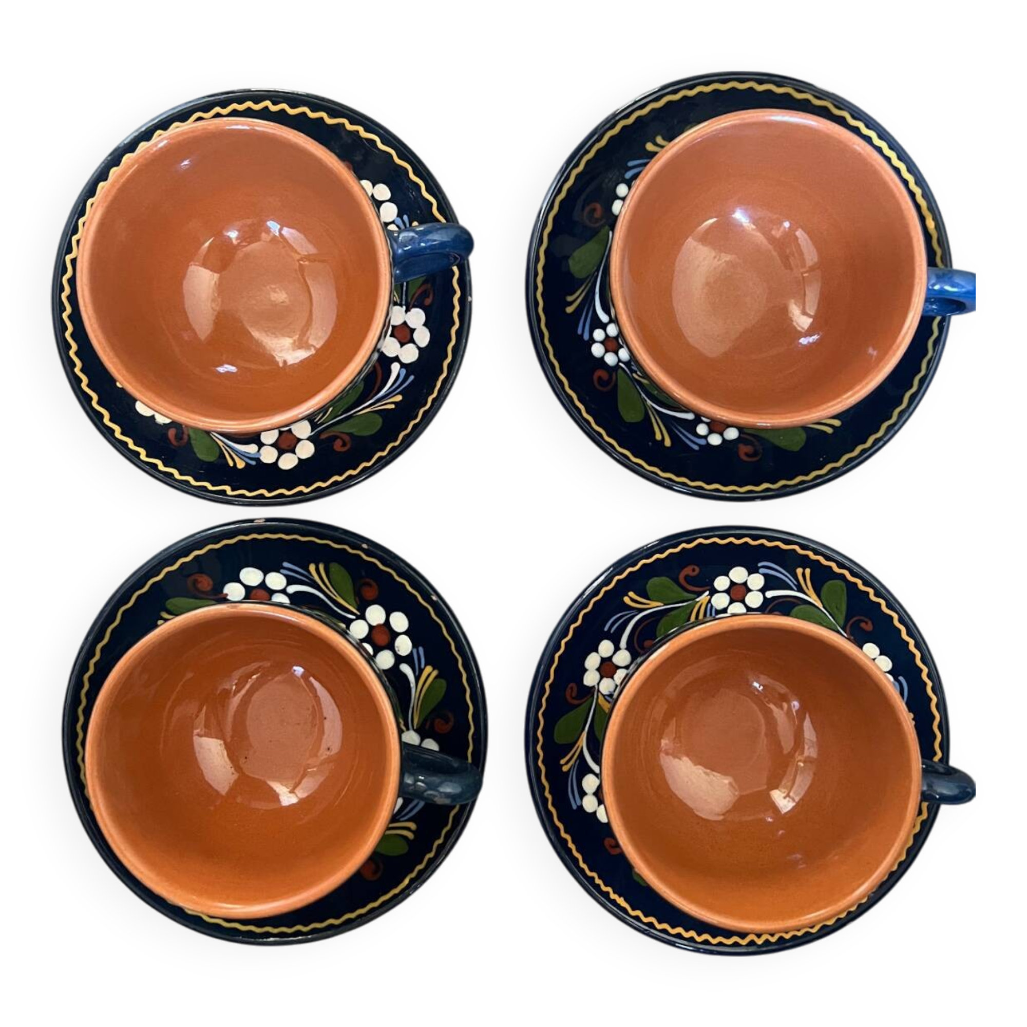 4 teacups and saucers