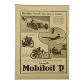 Mobiloil oil advertisement for motorcycle automobile aircraft issue reviewed year 1933