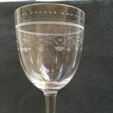 Set of 4 glasses of crystal 18th engraved decoration