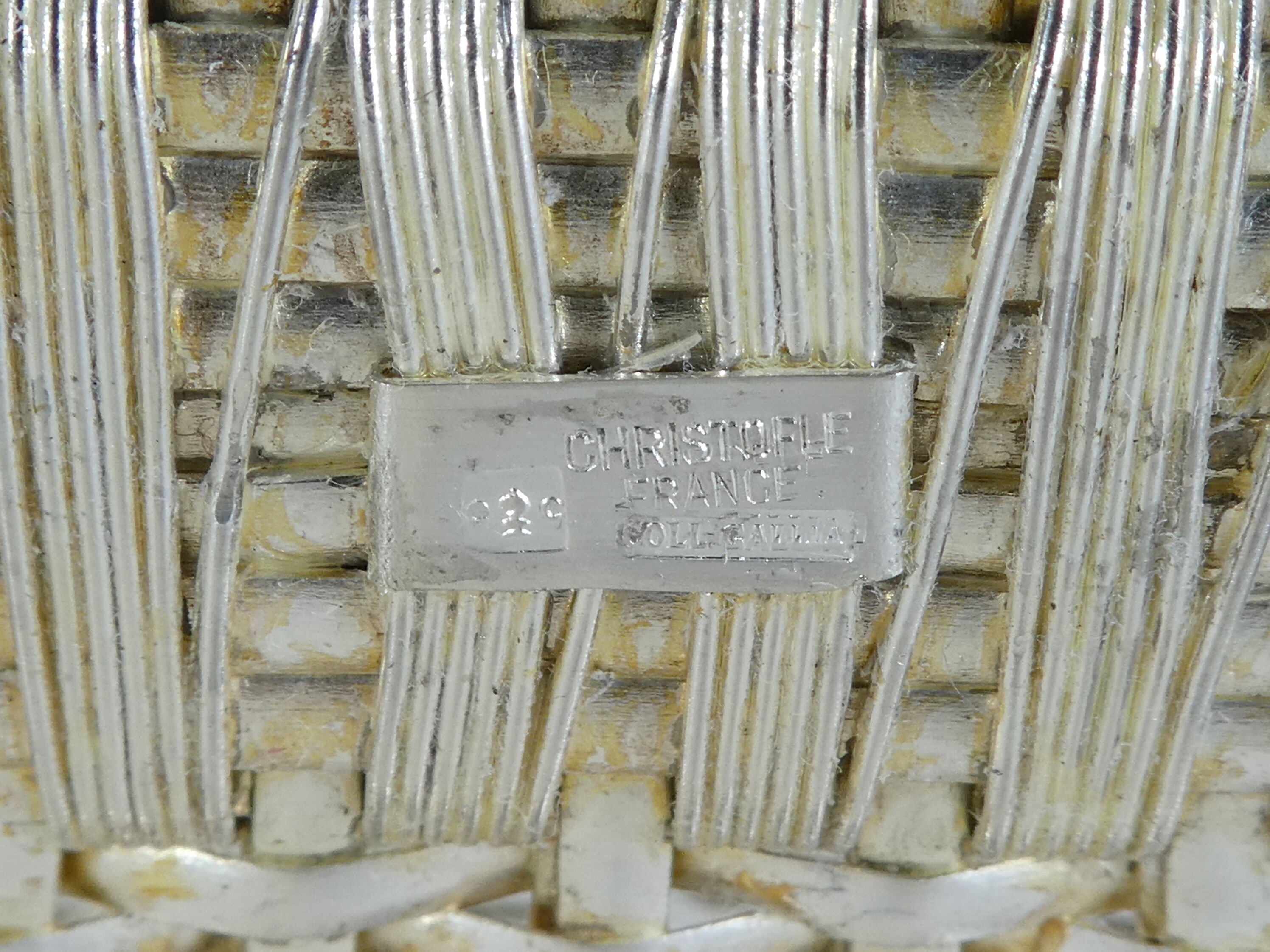 Christofle basket door silver metal bottle