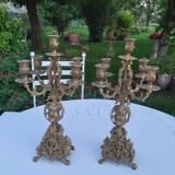 Pair of bronze chandeliers