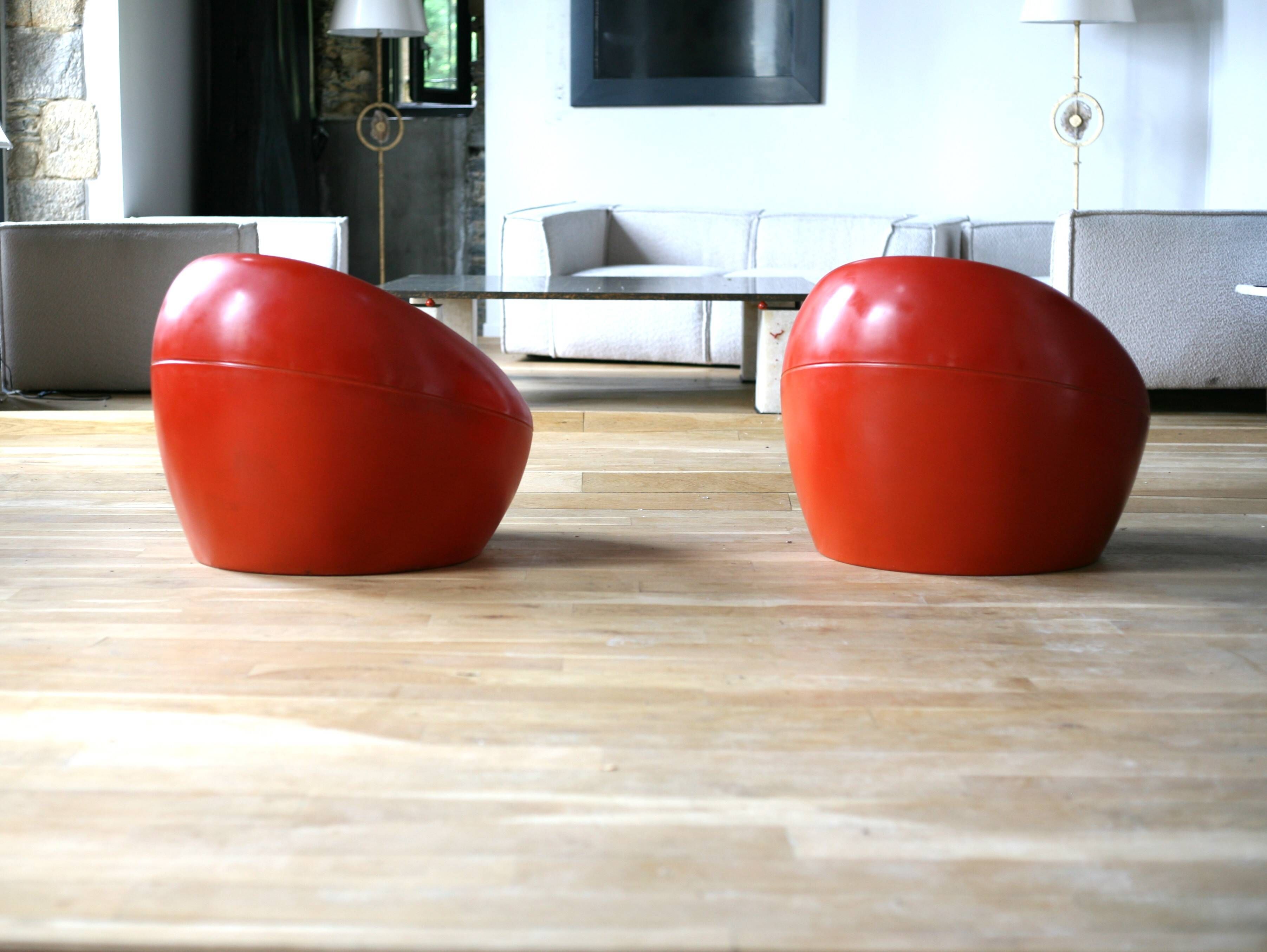 Pair of "space age" armchairs, fibreglass, 1960s