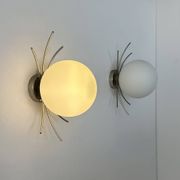Pair of vintage wall lights, chrome and opaline, France, 1970