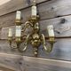 Large Pair of Dutch Style 5-Branch Wall Lights in Brass, Gilded Bronze, 19th Century