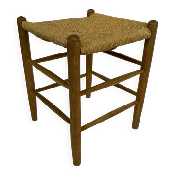Tabouret danois vintage en corde de papier en hêtre, design du milieu du siècle des années 60