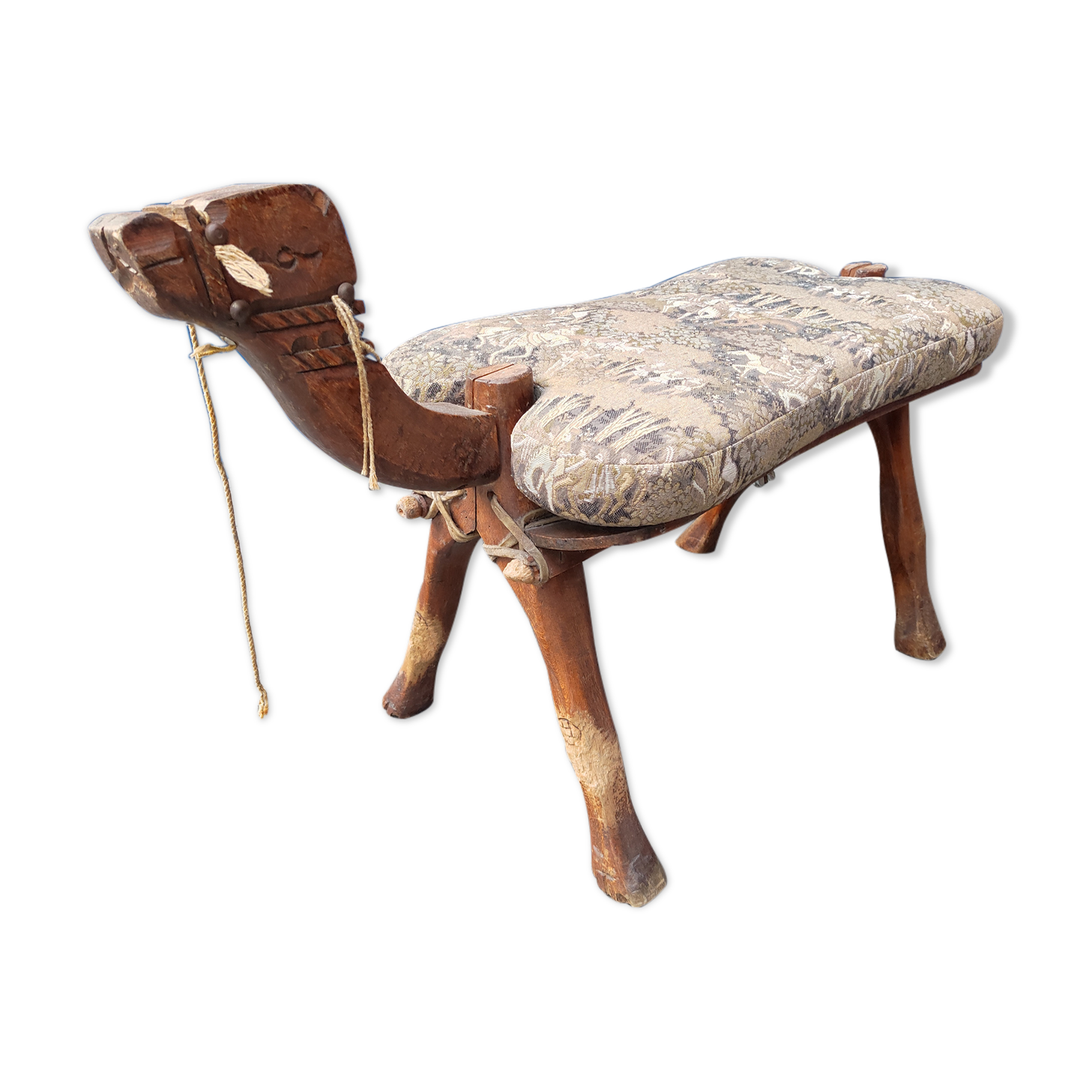 Footrest camel wood ottoman saddle camel oriental style