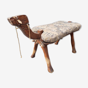 Footrest camel wood ottoman saddle camel oriental style