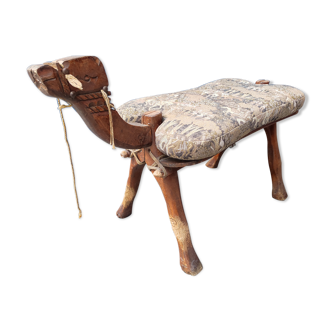 Repose pieds chameau bois ottoman selle camel style oriental