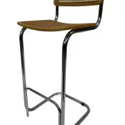 Vintage bar stool 80's Design Cesca style chrome and webbing