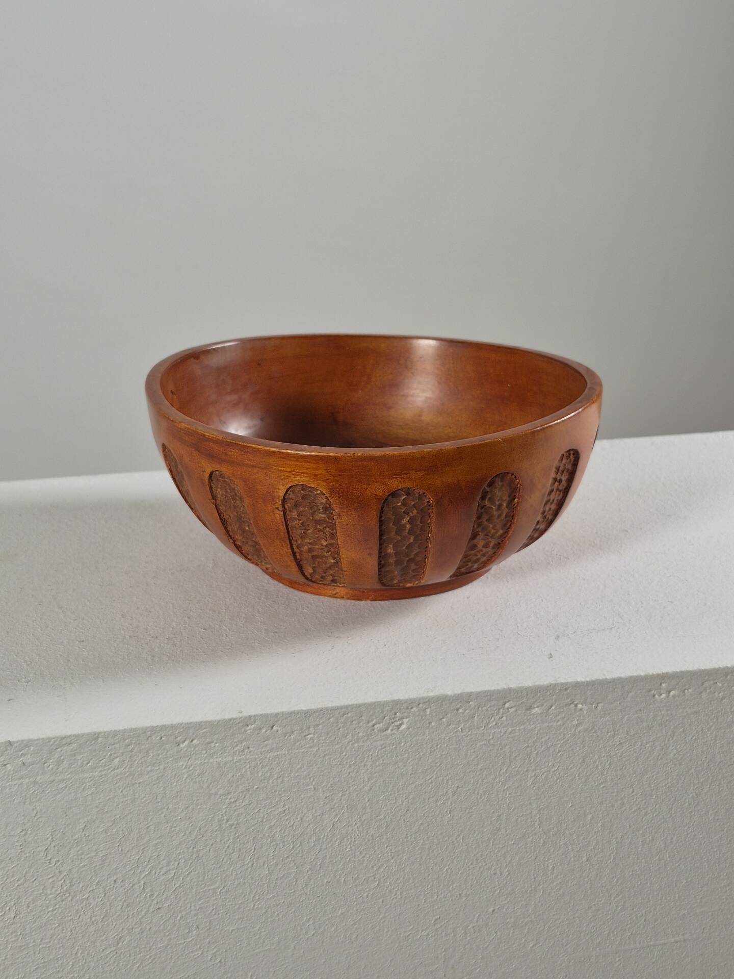 Antique hand carved signed folk art bowl 1930