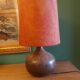 Ceramic (sandstone) lamp from the 50s, 60'S with silk lampshade