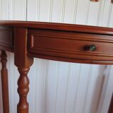 Set of 2 half-moon console tables with drawer - cherry wood - Louis Philippe style