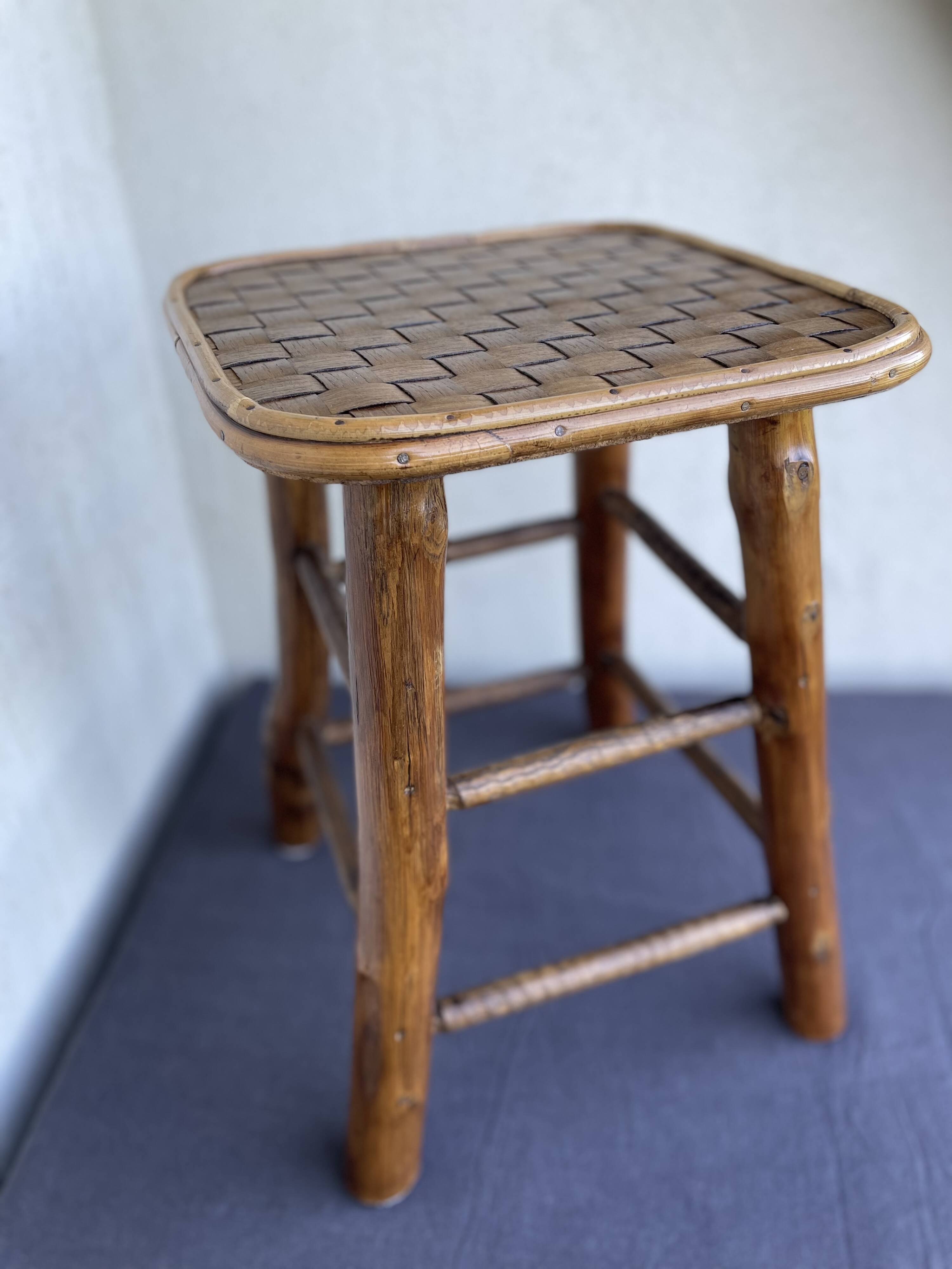 Chestnut and bamboo stool