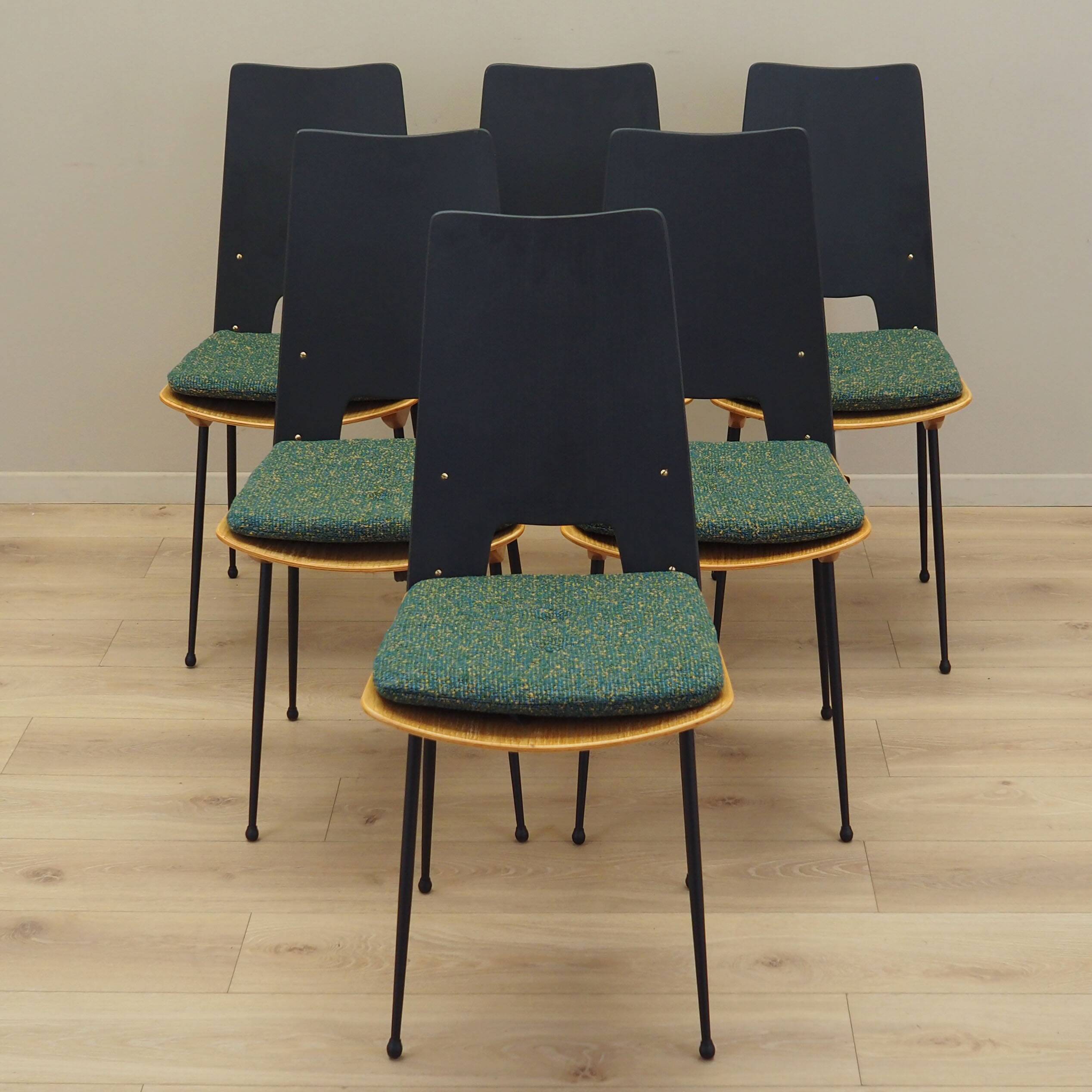 Set of six chairs, Italian design, 1950s, designer: Carlo Ratti, manufactur