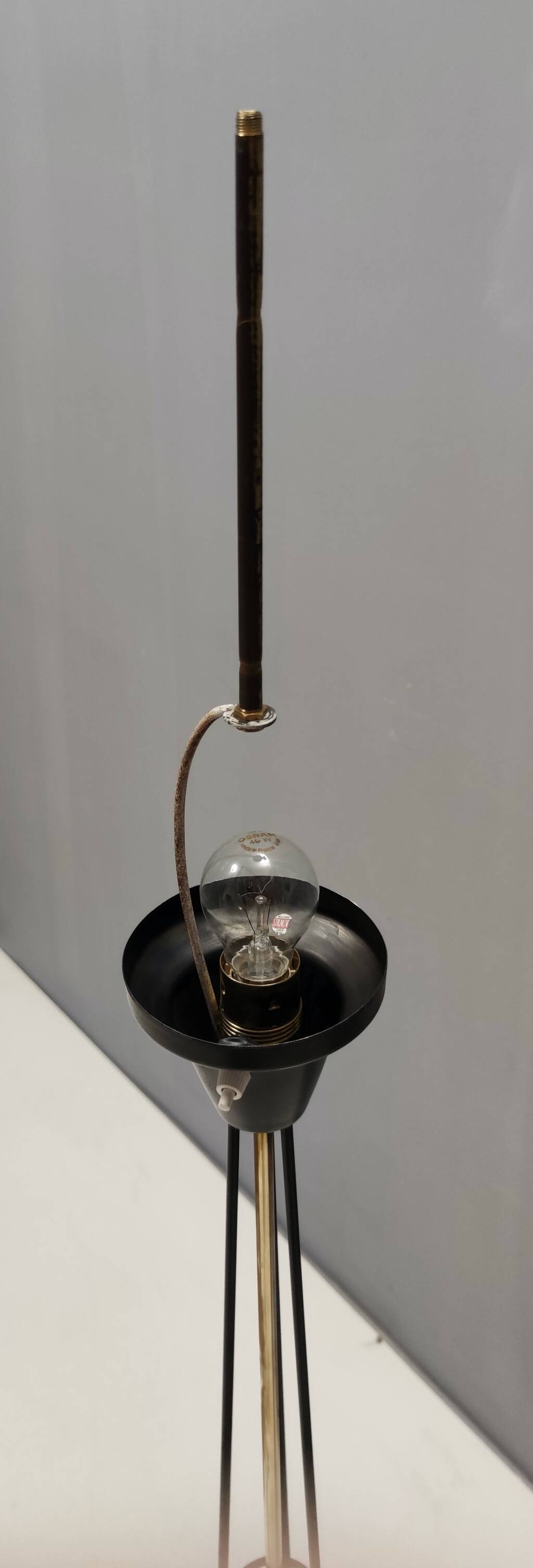 White Opaline Glass and Black Iron Floor Lamp by Stilnovo, Italy