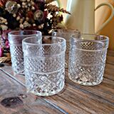 Verres à whisky en verre ciselé type pointe de diamant (lot de 4 + 1 gratuit)