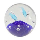 Sulphide / Paperweight THE DOLPHINS with a blue background