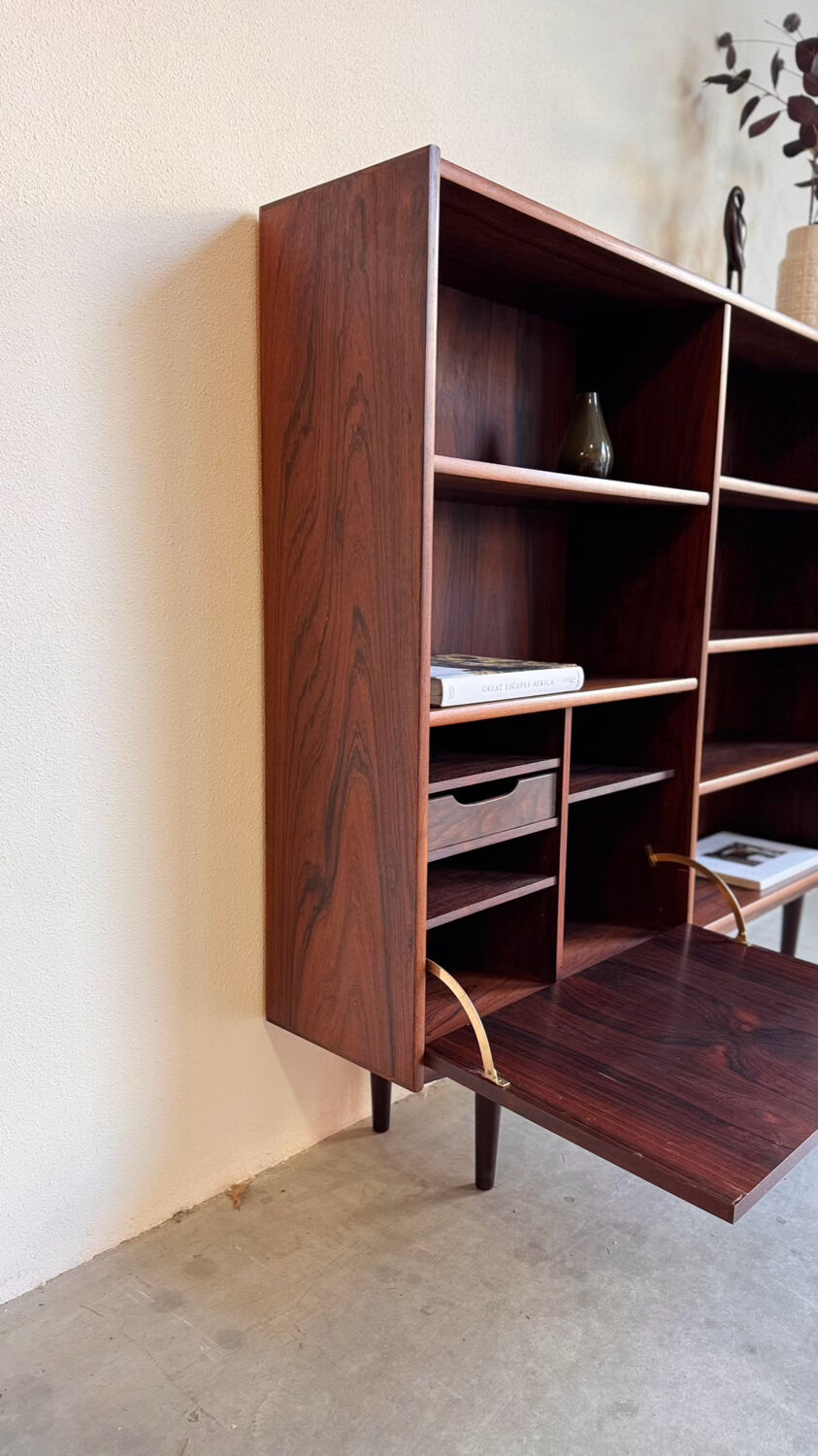 Vintage bookcase rosewood with flapdoor