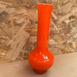 Ancien vase soliflore murano verre multicouche orange & blanc vintage