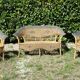 Vintage rattan lounge: one bench, two armchairs