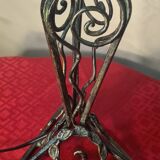 1930 wrought iron lamp, opaline lampshade, Clichy, very beautiful, 39x20