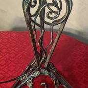 1930 wrought iron lamp, opaline lampshade, Clichy, very beautiful, 39x20