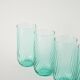 Set of 4 twisted water glasses, Turquoise Blue, 1970