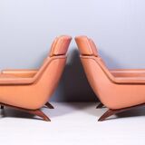 Leather and rosewood chairs and Ottoman by Werner Langenfled Denmark 1960s