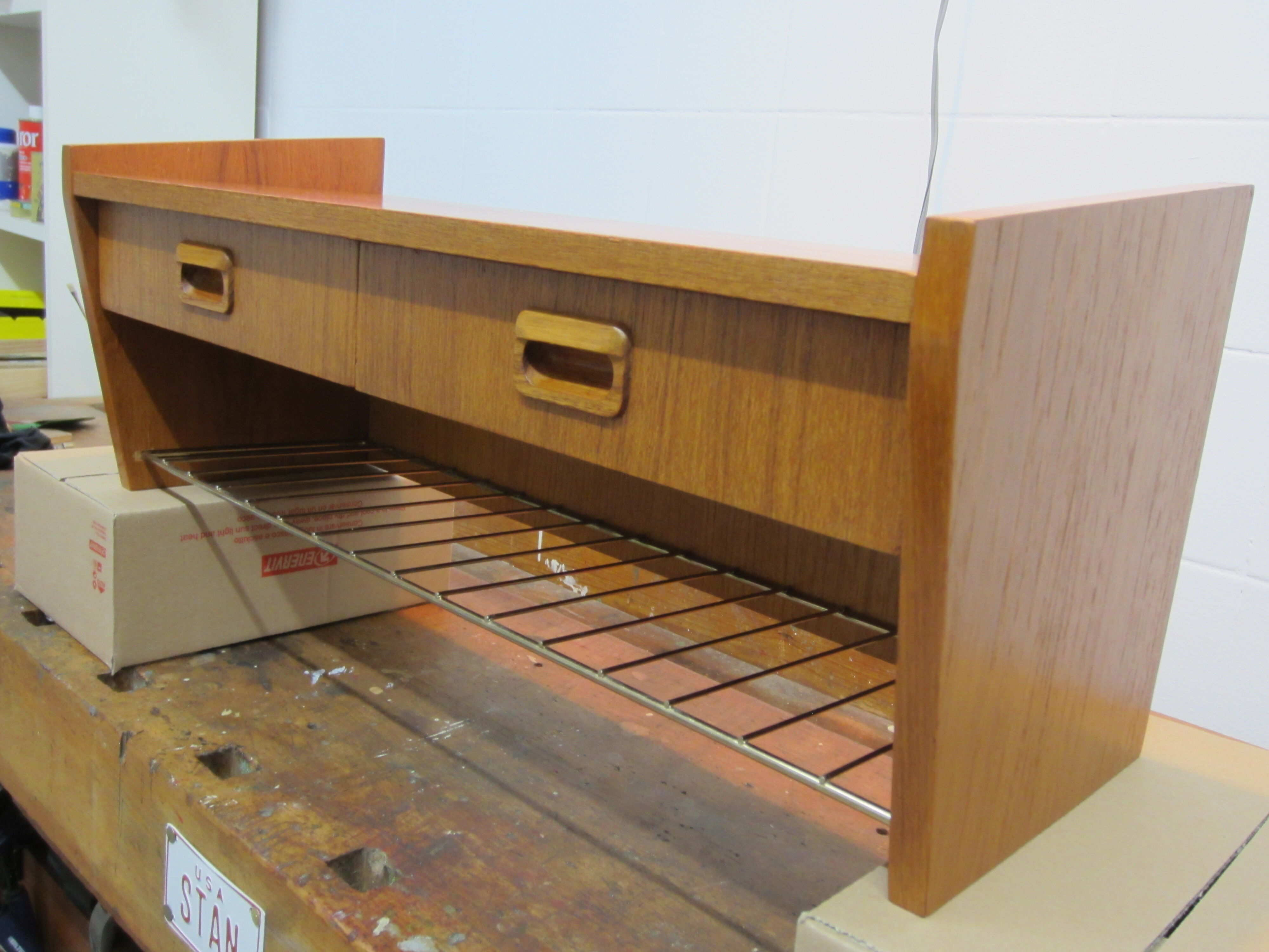 Scandinavian wall shelf in teak