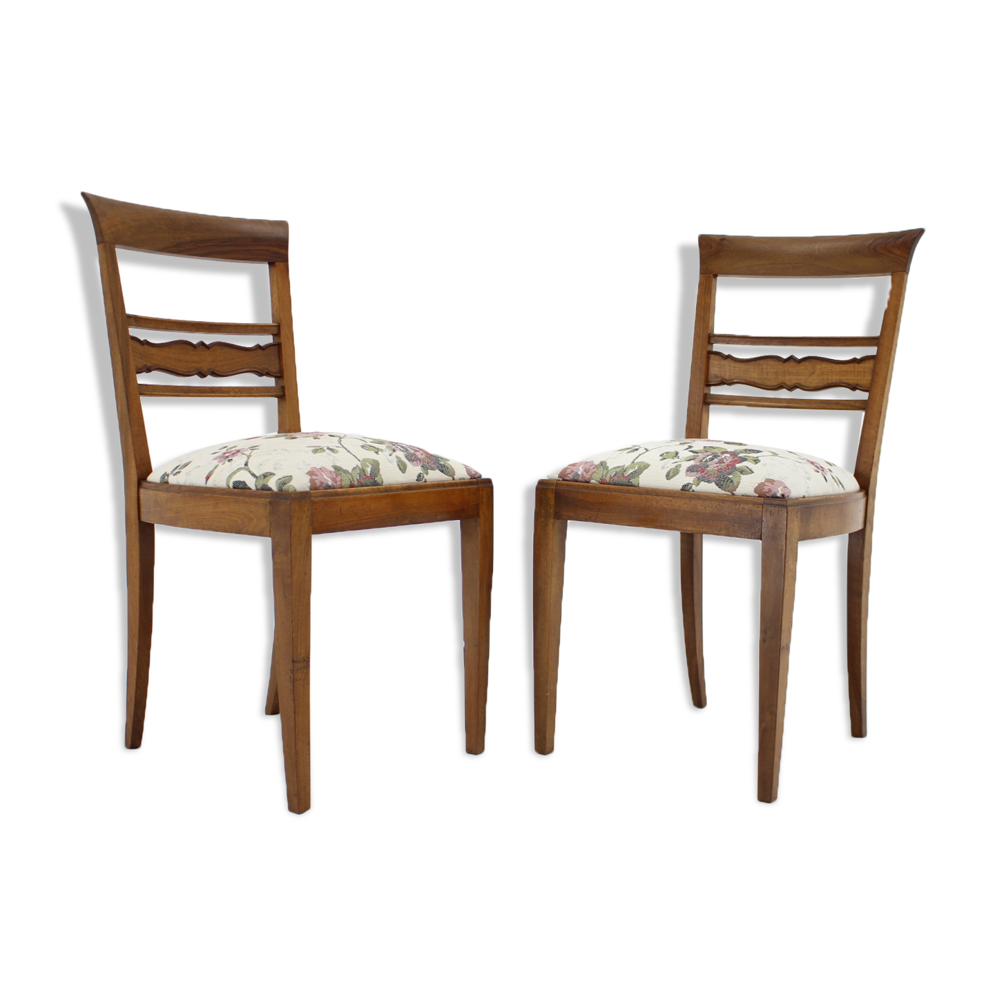 Set of two antique side chairs, czechoslovakia 1950