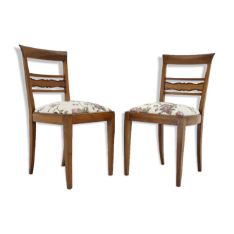 Set of two antique side chairs, czechoslovakia 1950