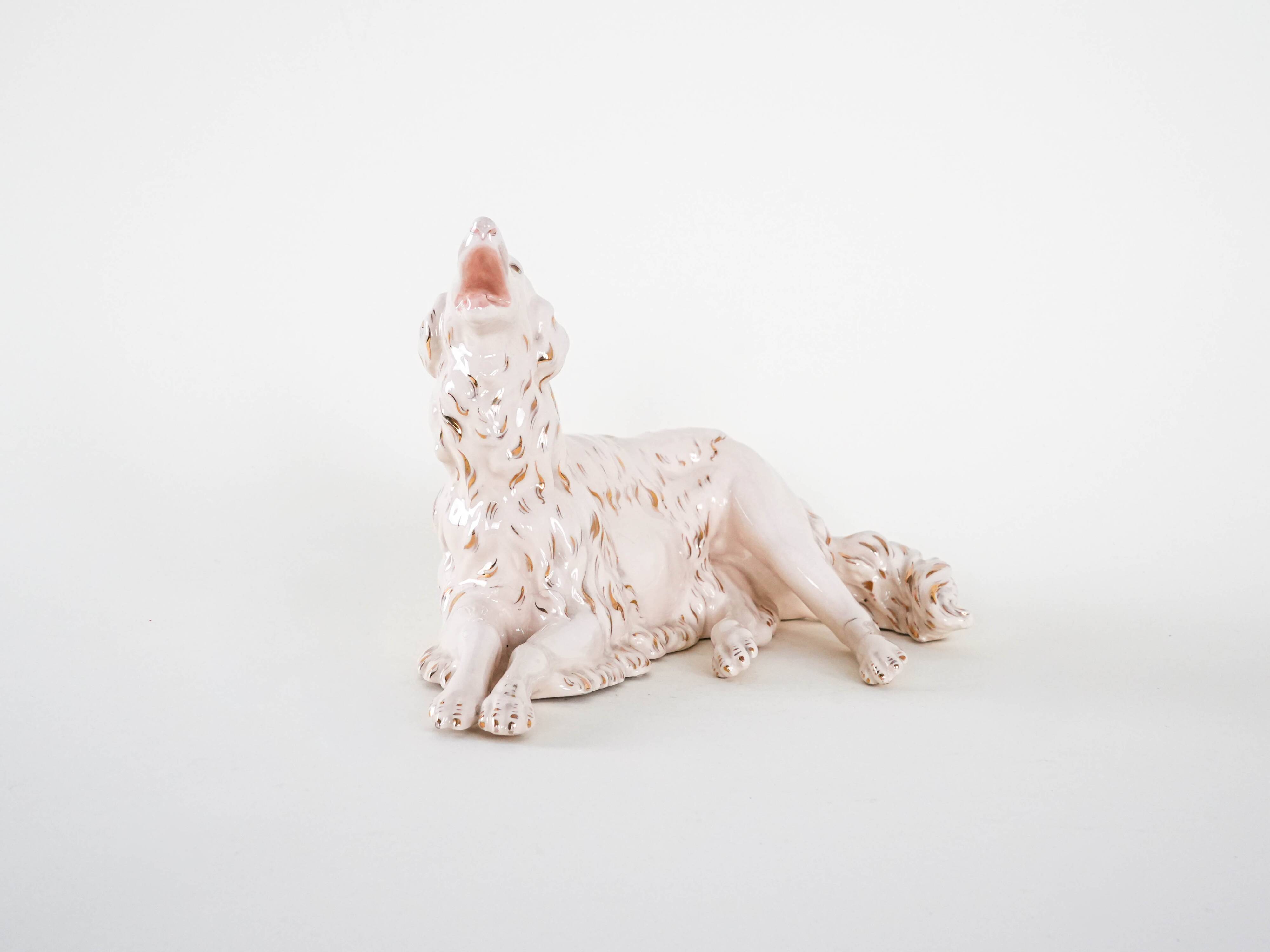 Porcelain figurine of a Borzoi dog, 1960s, made in Europe