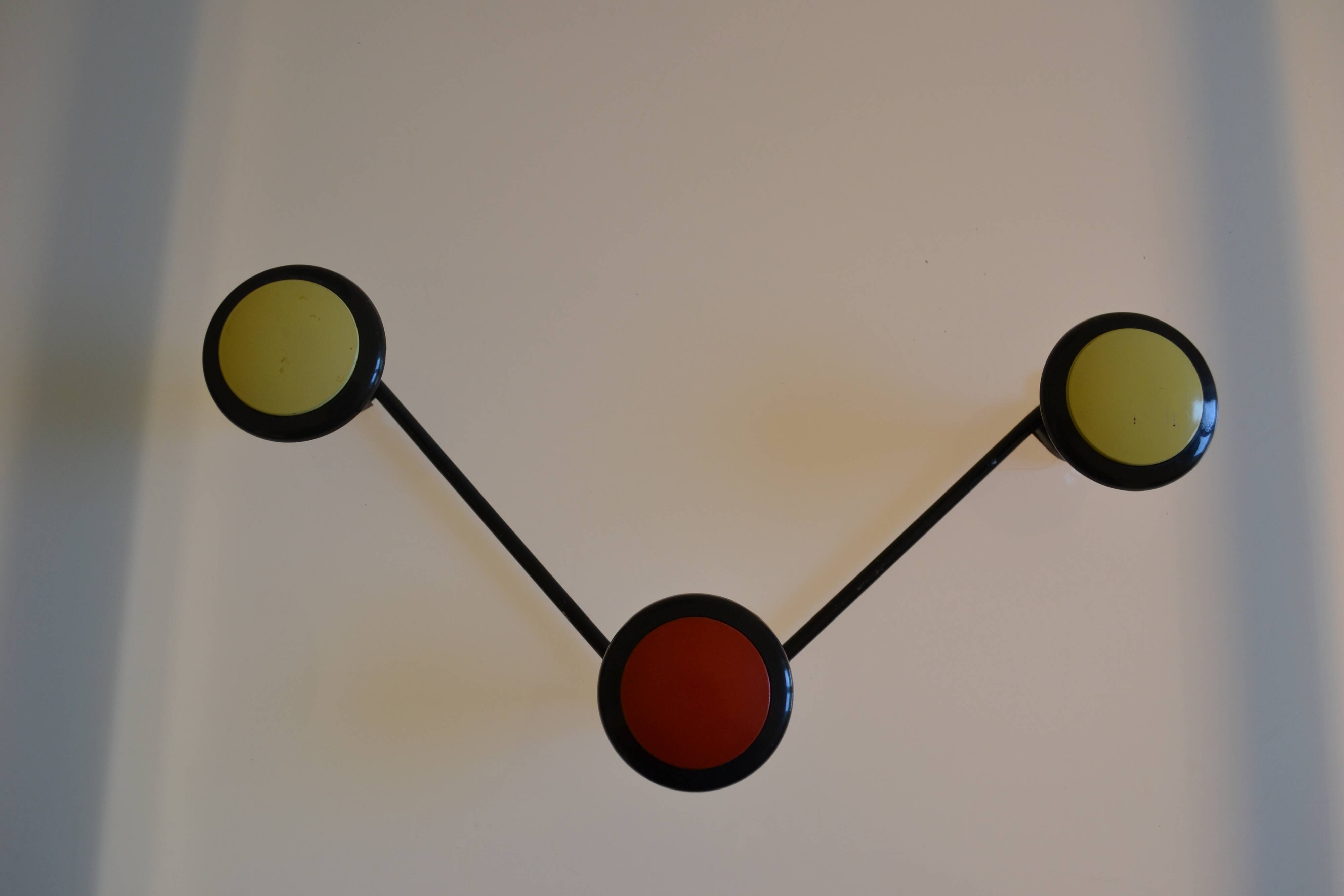 Wall coat rack with 3 hooks circa 1960s