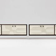 Vintage sideboard with handmade relief surface, metal, Germany, 1960s