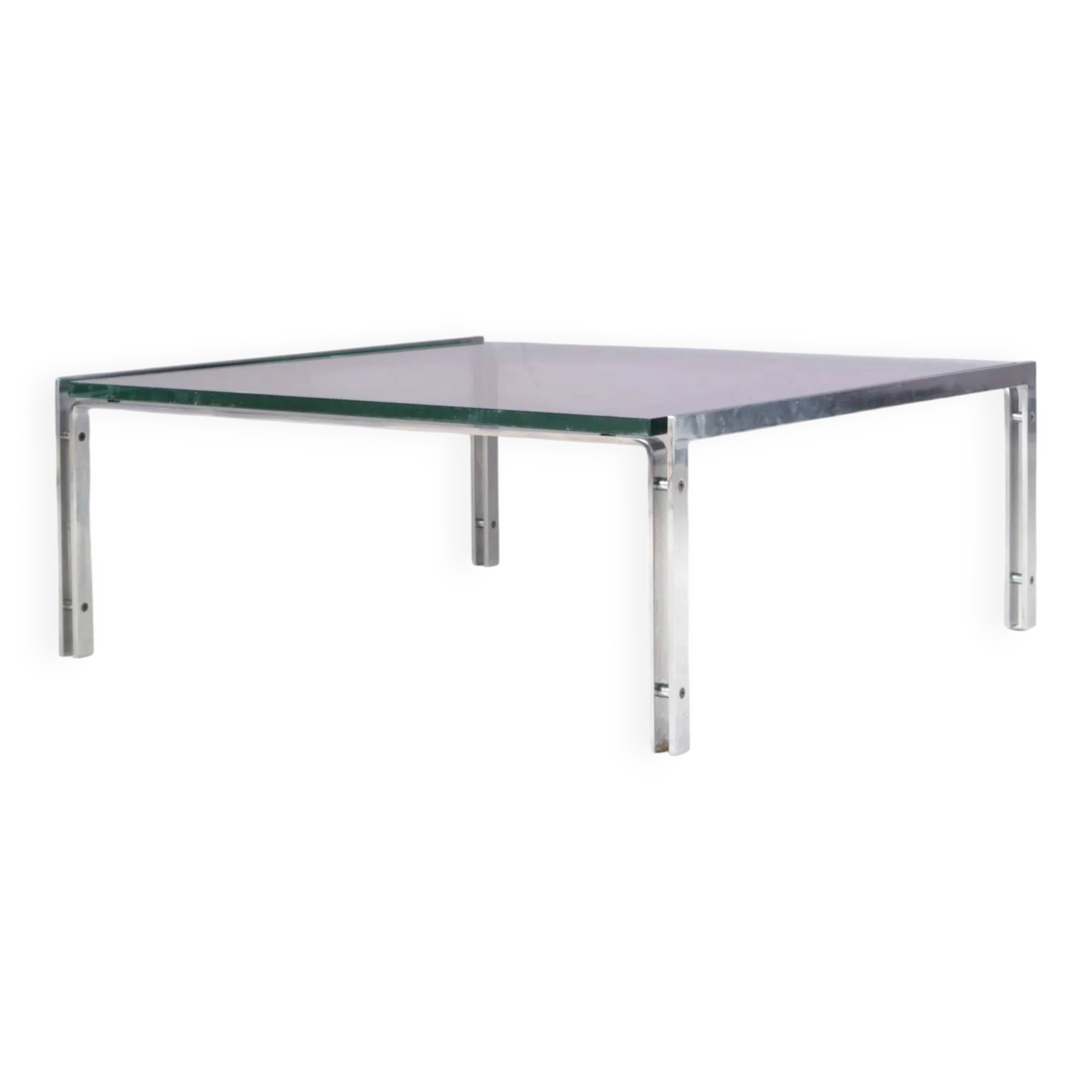 1960s coffee table with chrome frame and glass top by Hank Kwint for Metaform Netherlands