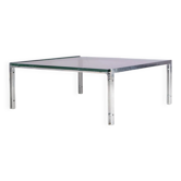 1960s coffee table with chrome frame and glass top by Hank Kwint for Metaform Netherlands