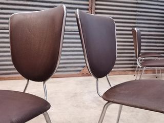 Set of 6 chairs in chrome and vinyl brand "le gal" 70