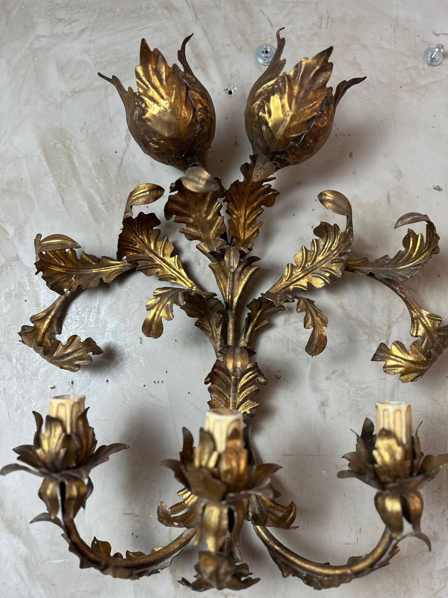 Pair of brass wall lights