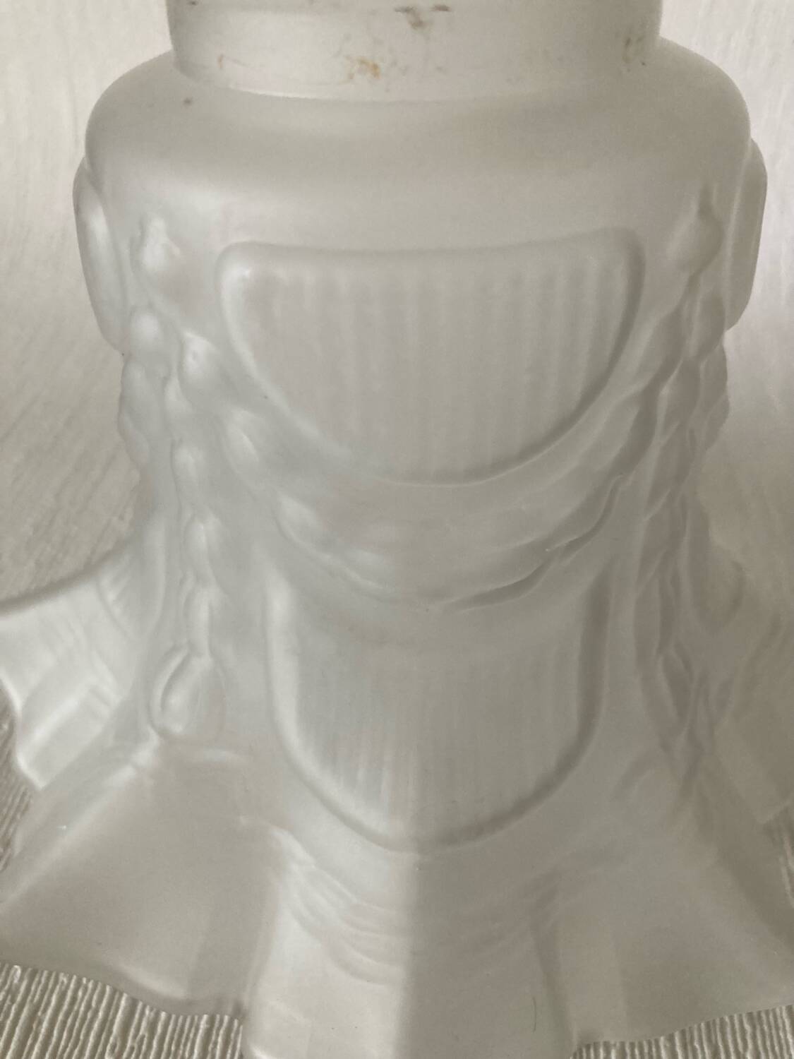 Antique tulip lampshade in white frosted glass with pleated crown
