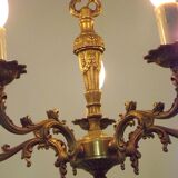 Vintage french bronze ornate detail 5 light chandelier